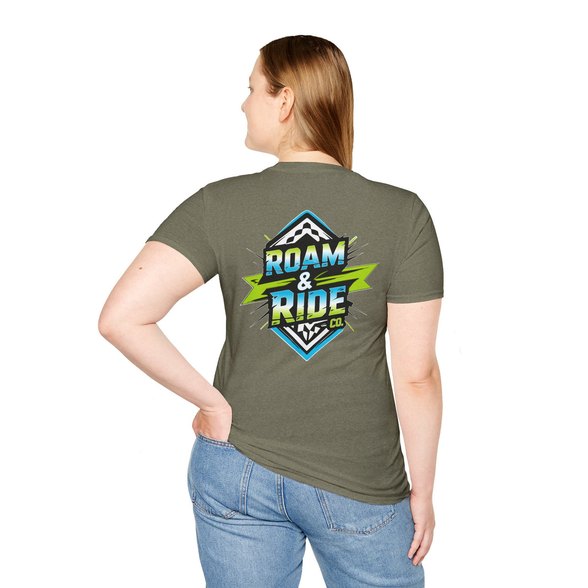 Roam & Ride Co. Blue Green Logo - Unisex T-Shirt