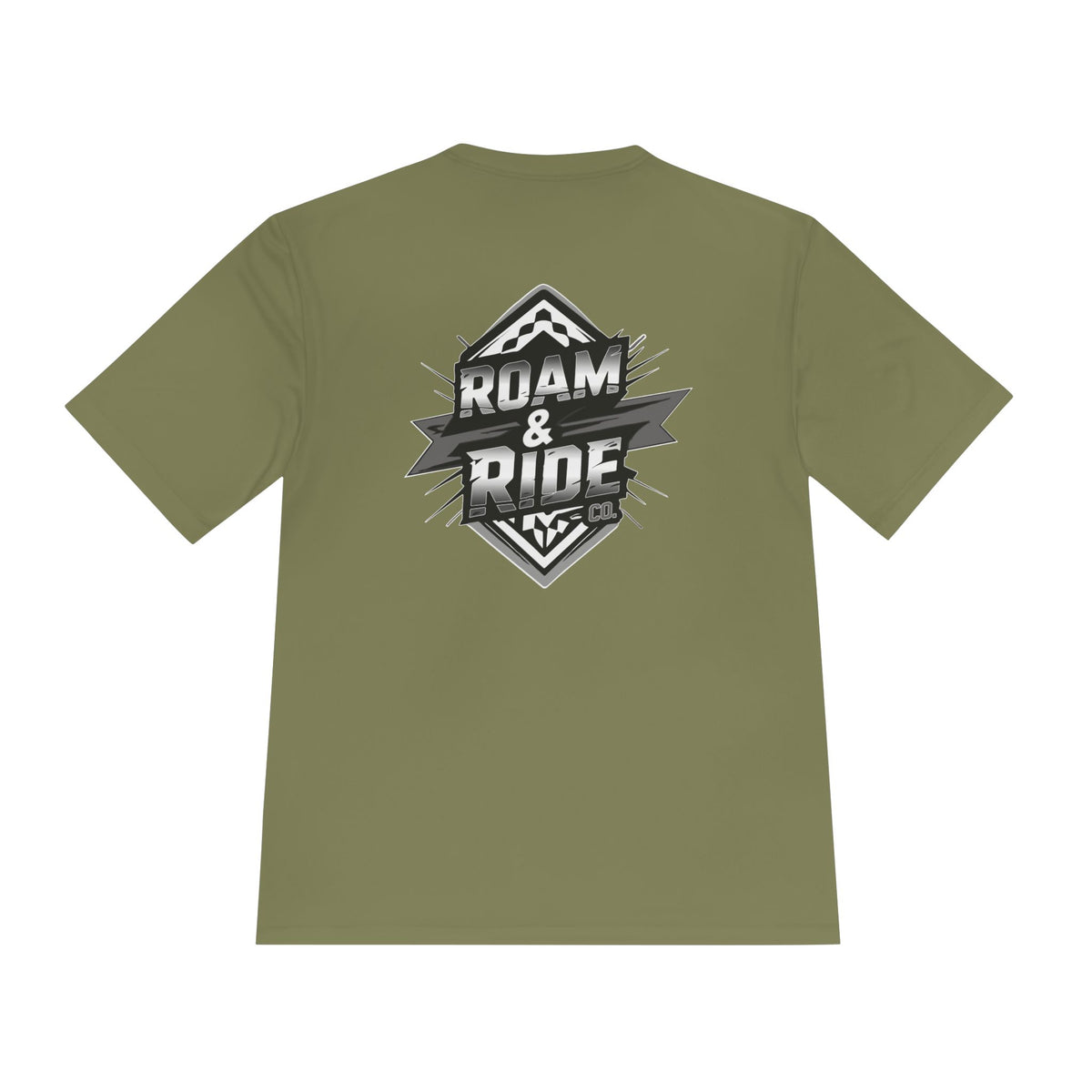 Roam & Ride Co. Grayscale Logo - Unisex Moisture Wicking T-Shirt