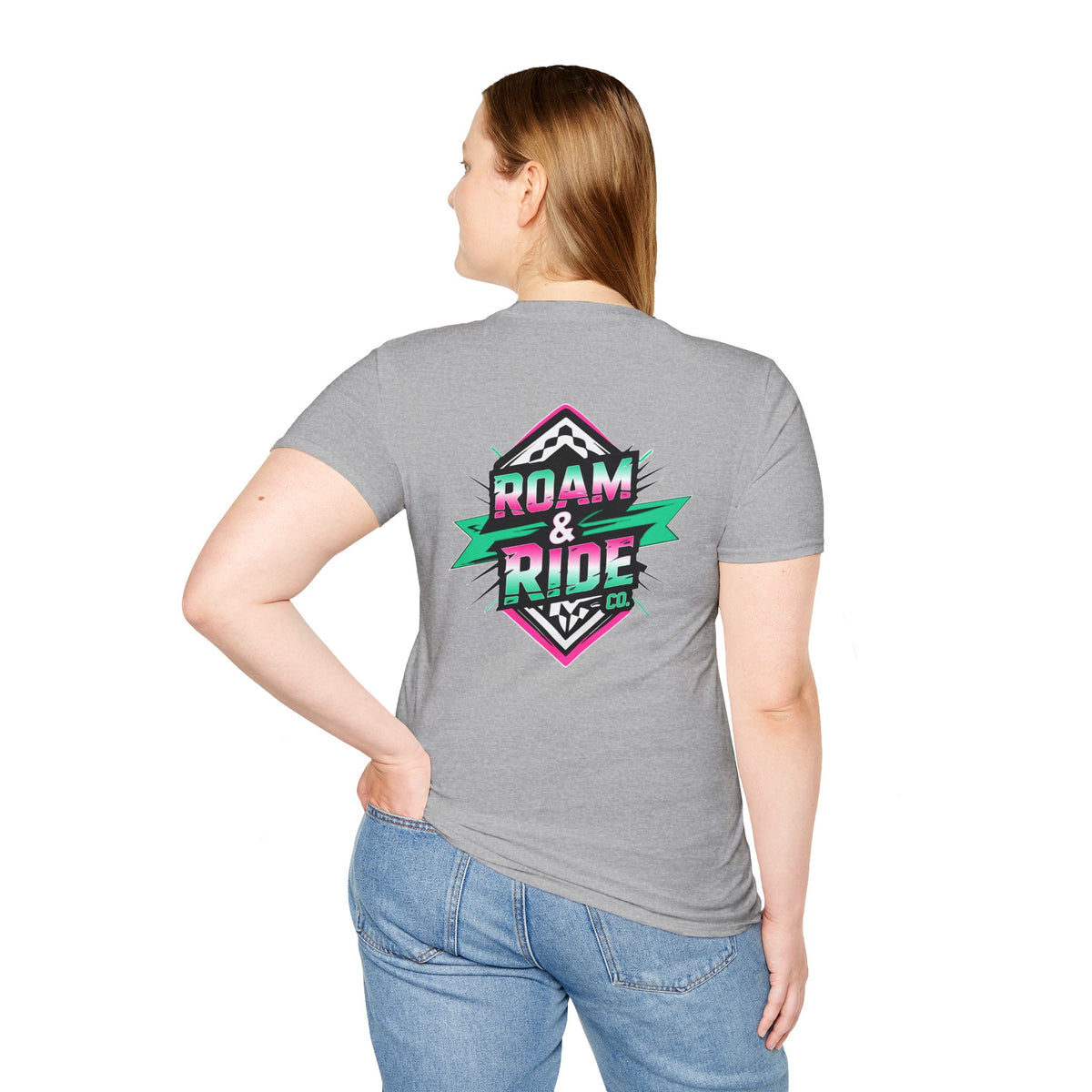 Roam & Ride Co. Teal Pink Logo - Unisex T Shirt