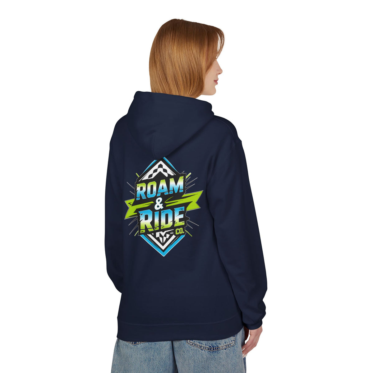 Roam & Ride Co. Blue Green Logo - Unisex Fleece Hoodie