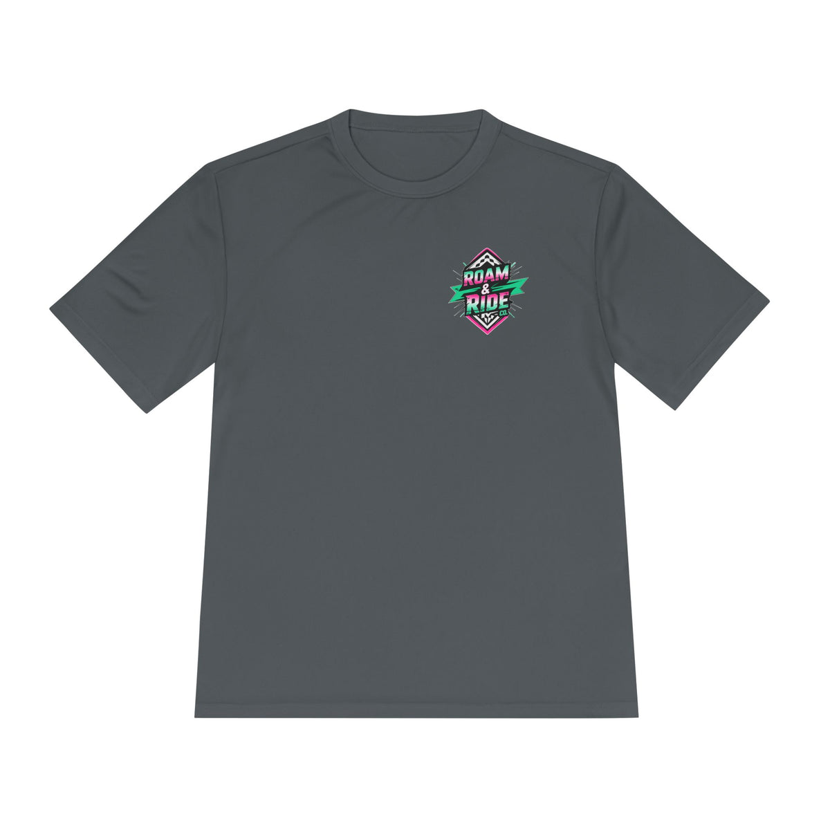 Roam & Ride Co. Teal Pink Logo - Unisex Moisture Wicking T-Shirt