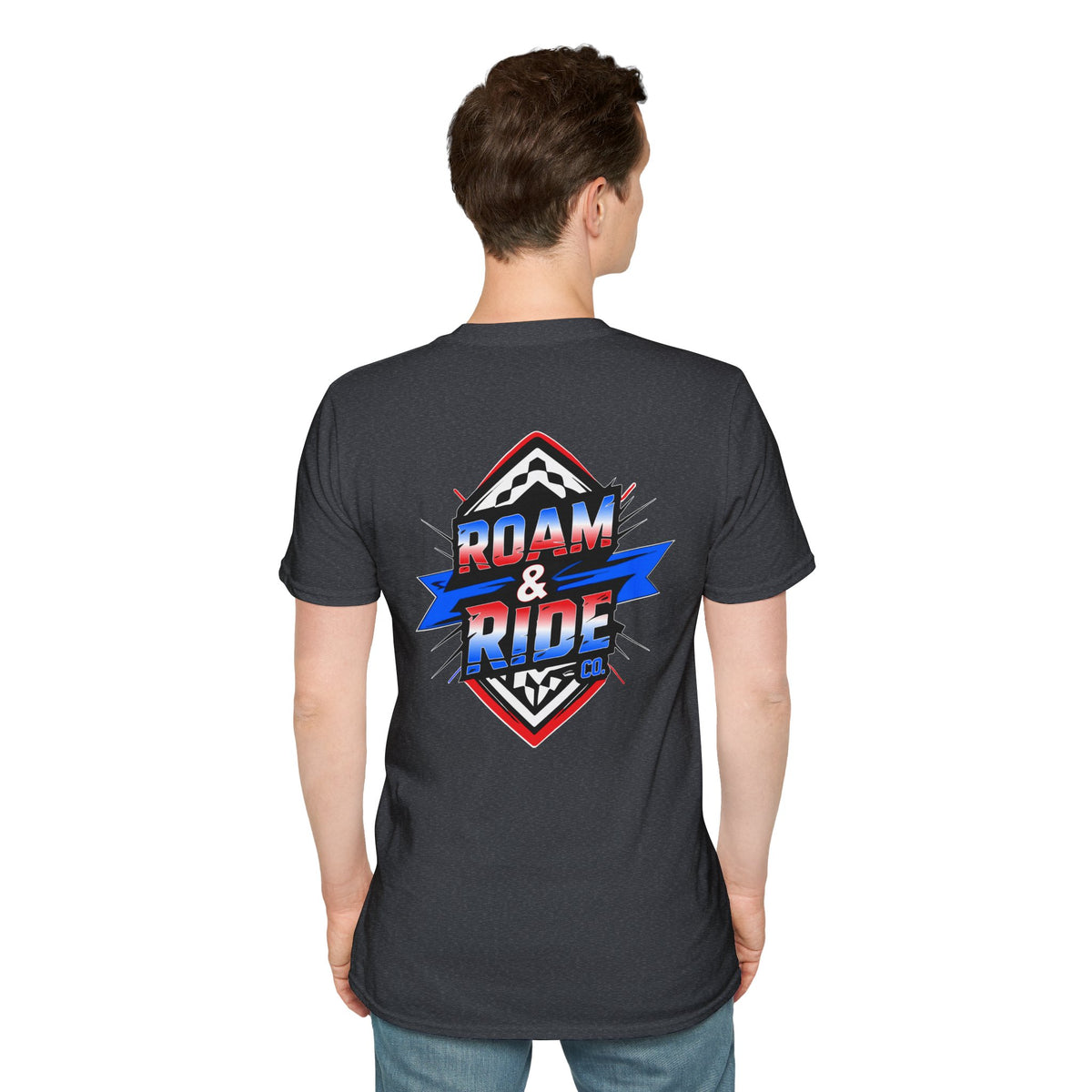 Roam & Ride Co. Red White and Blue Logo - Unisex T-Shirt