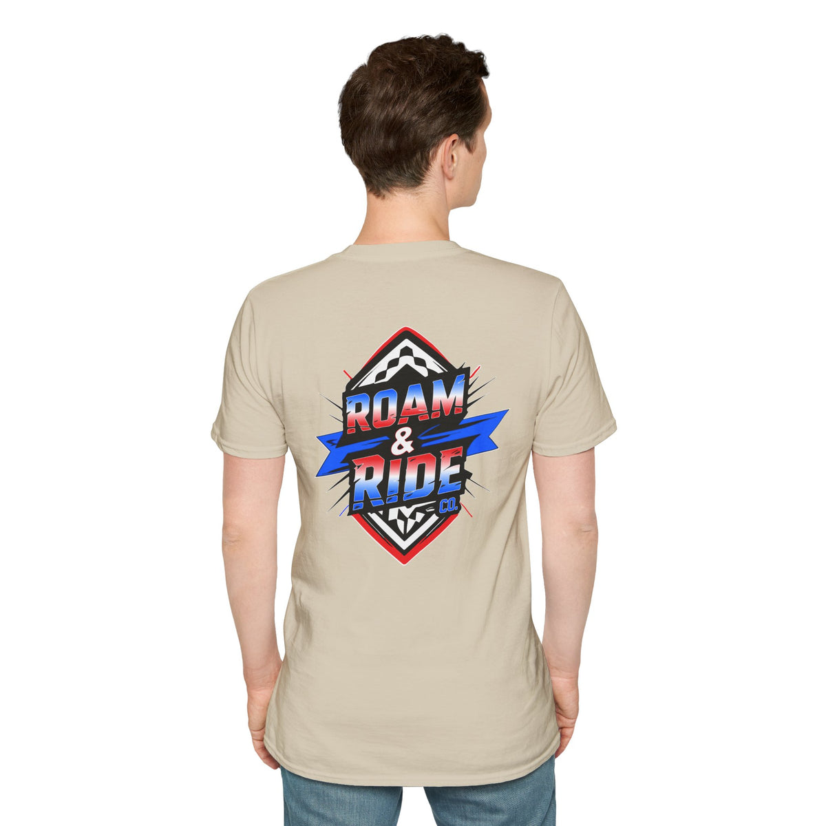Roam & Ride Co. Red White and Blue Logo - Unisex T-Shirt