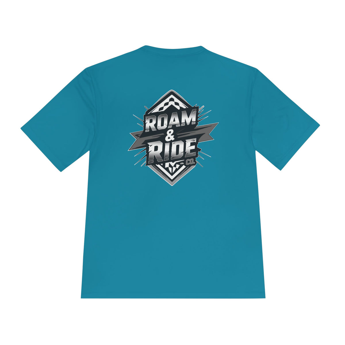 Roam & Ride Co. Grayscale Logo - Unisex Moisture Wicking T-Shirt