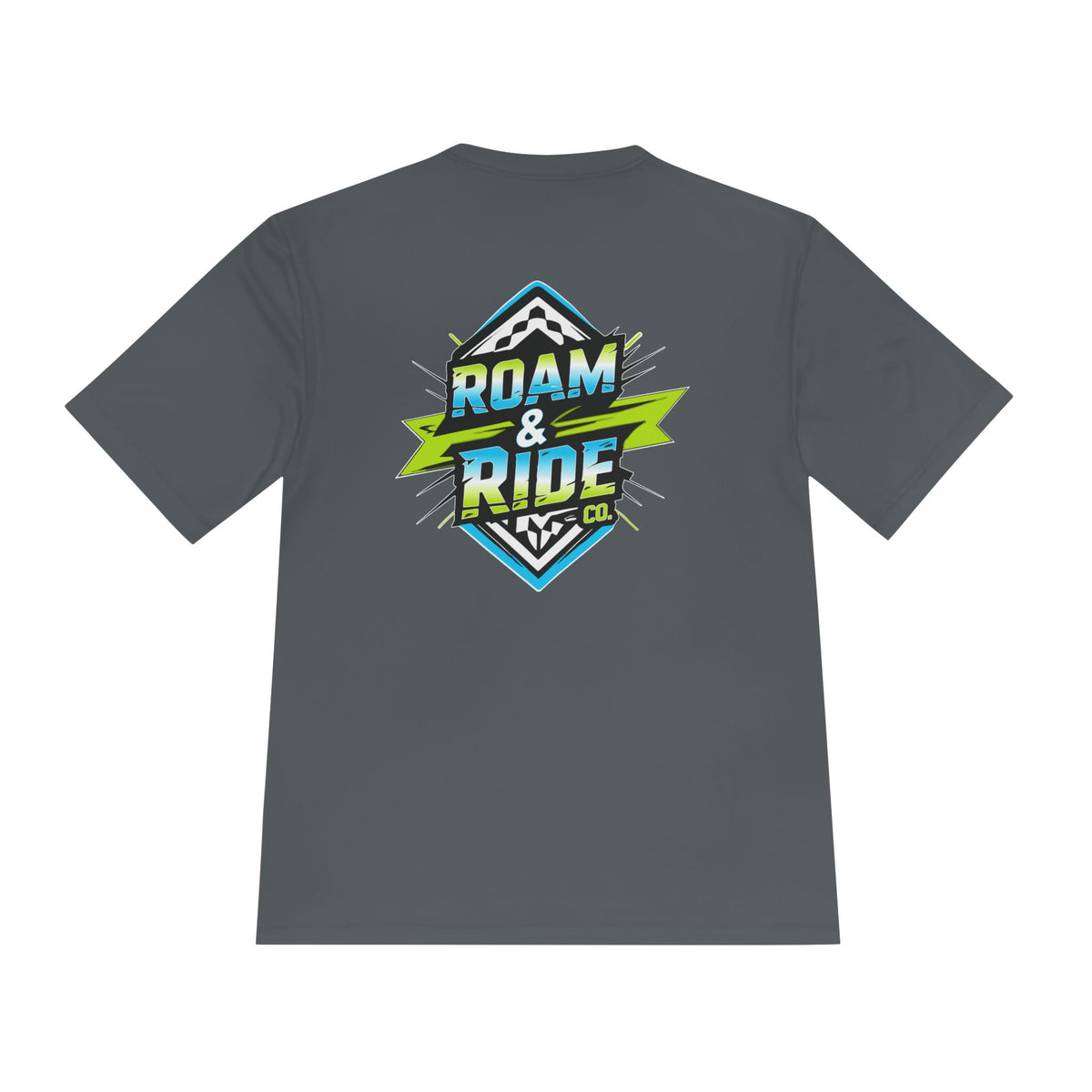 Roam & Ride Co. Blue Green Logo - Unisex Moisture Wicking T-Shirt