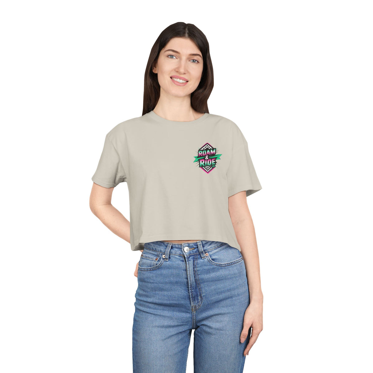 Roam Free, Ride Wild Logo - Women's Crop T-Shirt