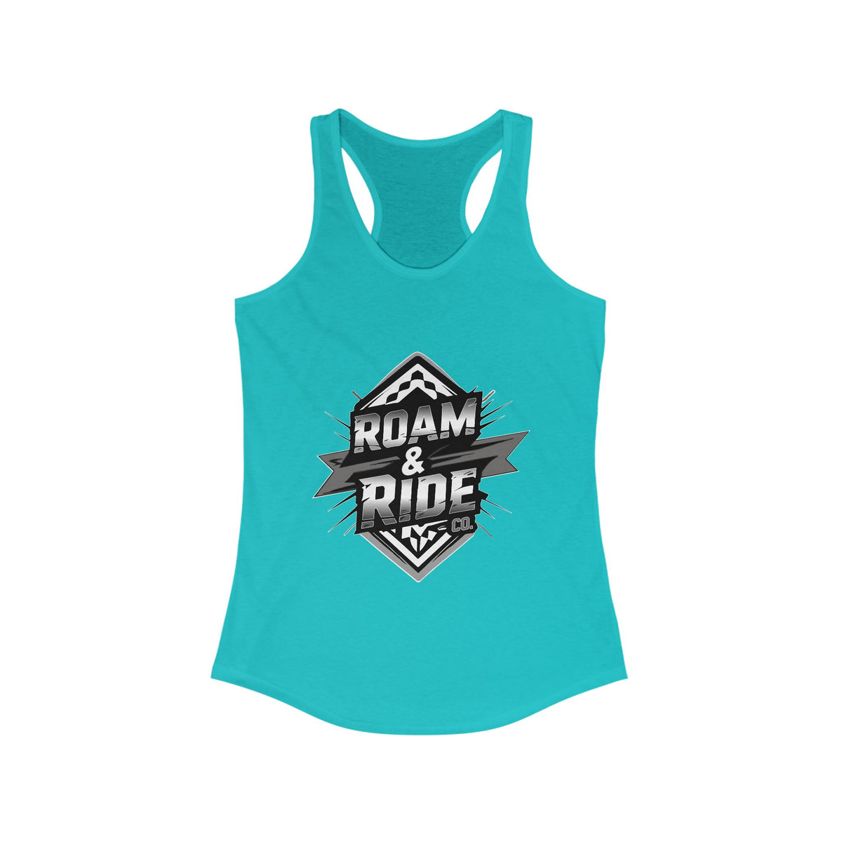 Roam & Ride Co. Grayscale Logo - Women's Racerback Tank Top