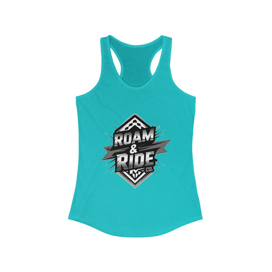 Roam & Ride Co. Grayscale Logo - Women's Racerback Tank Top