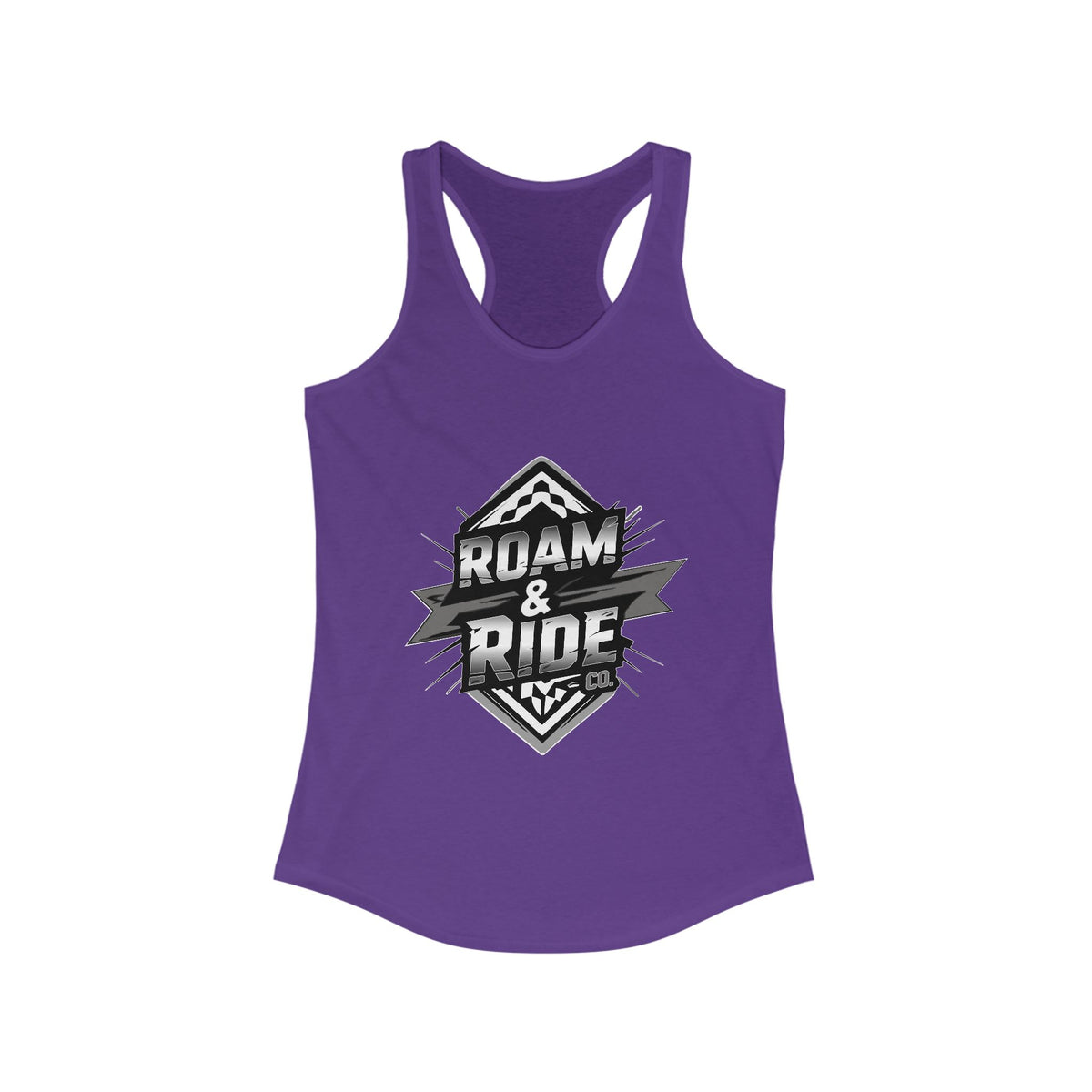 Roam & Ride Co. Grayscale Logo - Women's Racerback Tank Top