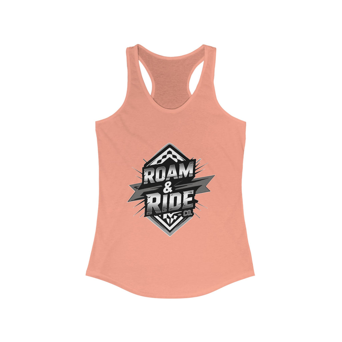 Roam & Ride Co. Grayscale Logo - Women's Racerback Tank Top