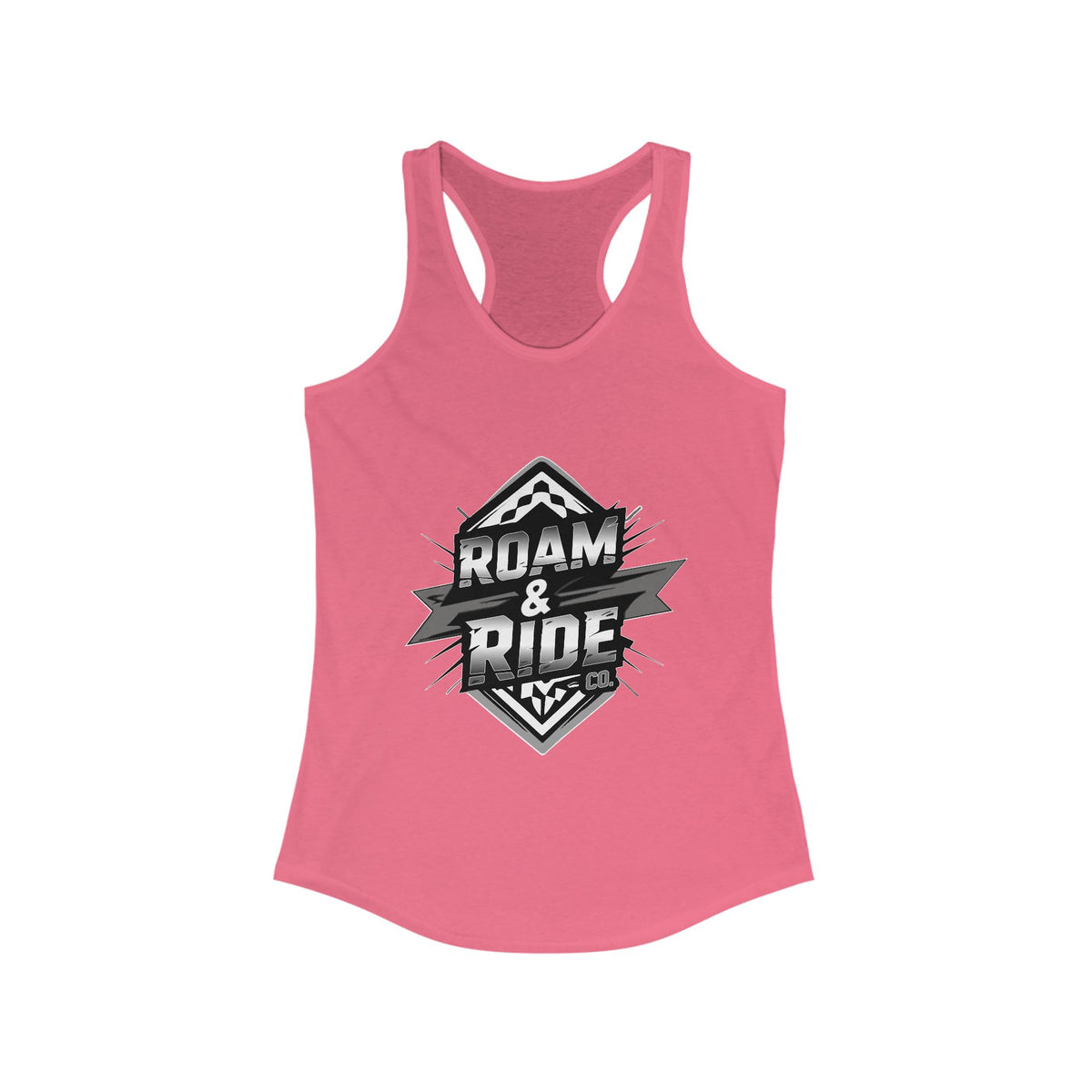 Roam & Ride Co. Grayscale Logo - Women's Racerback Tank Top