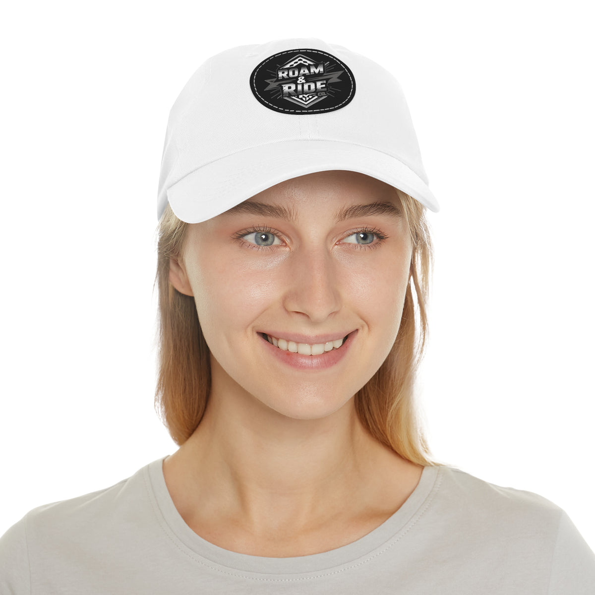 Roam & Ride Co. Grayscale Logo - Leather Patch Hat