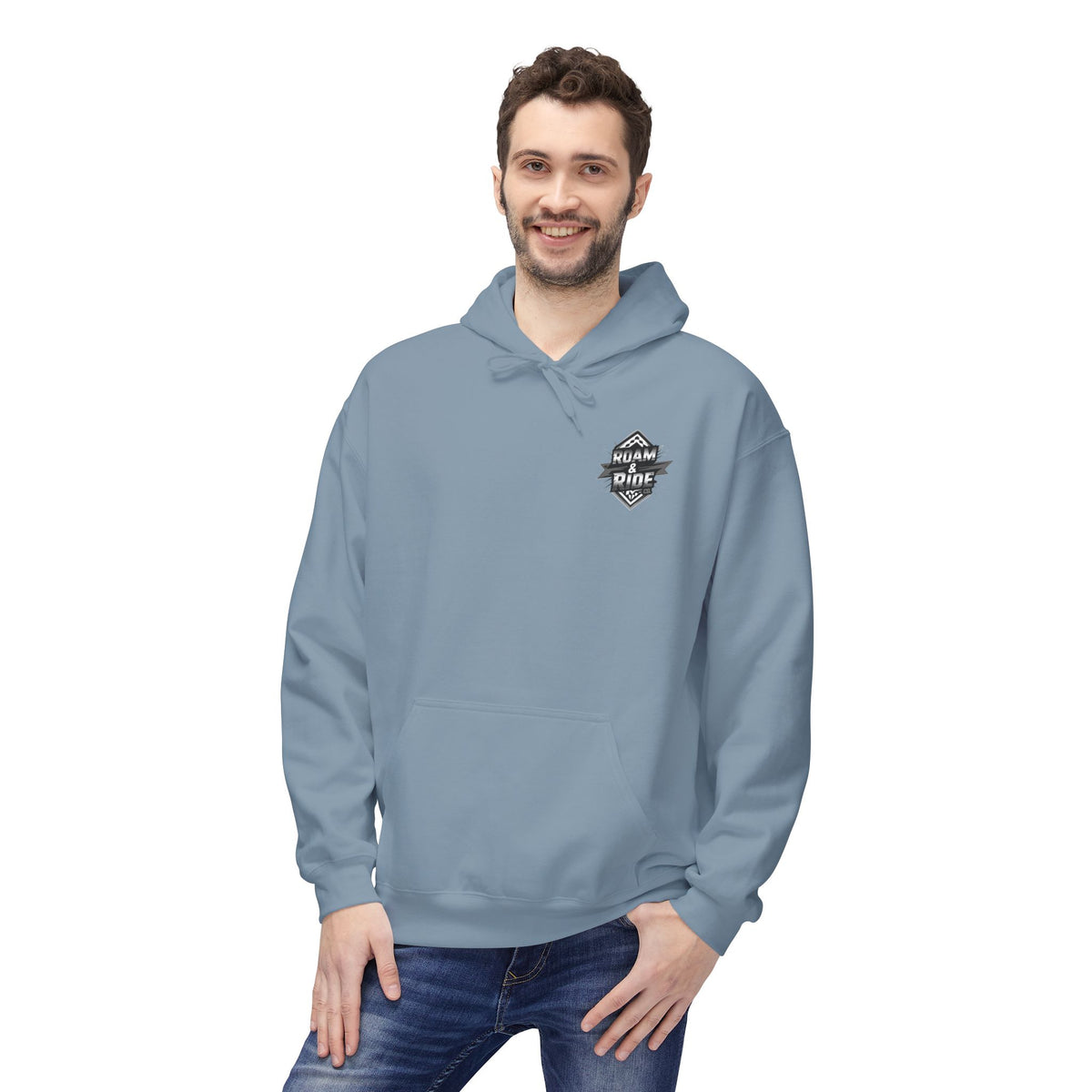 Roam & Ride Co. Grayscale Logo - Unisex Fleece Hoodie