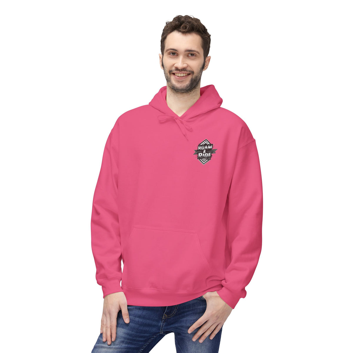 Roam & Ride Co. Grayscale Logo - Unisex Fleece Hoodie
