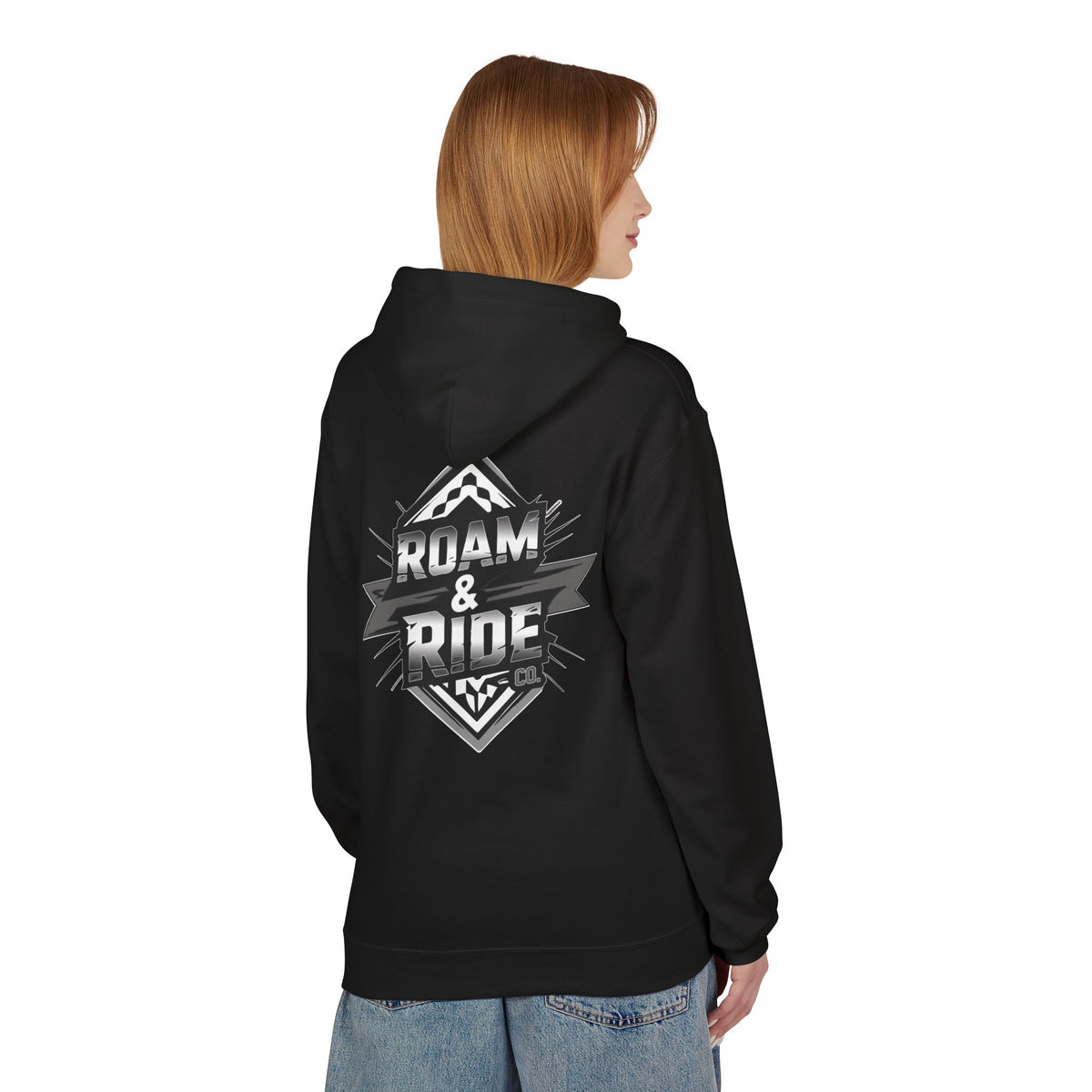 Roam & Ride Co. Grayscale Logo - Unisex Fleece Hoodie