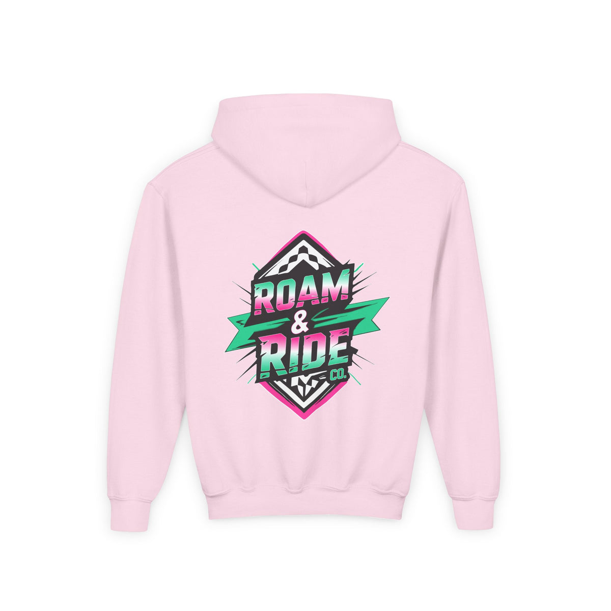 Roam & Ride Co. Teal Pink Logo - Youth Hoodie