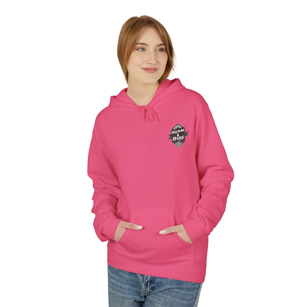 Roam & Ride Co. Grayscale Logo - Unisex Fleece Hoodie