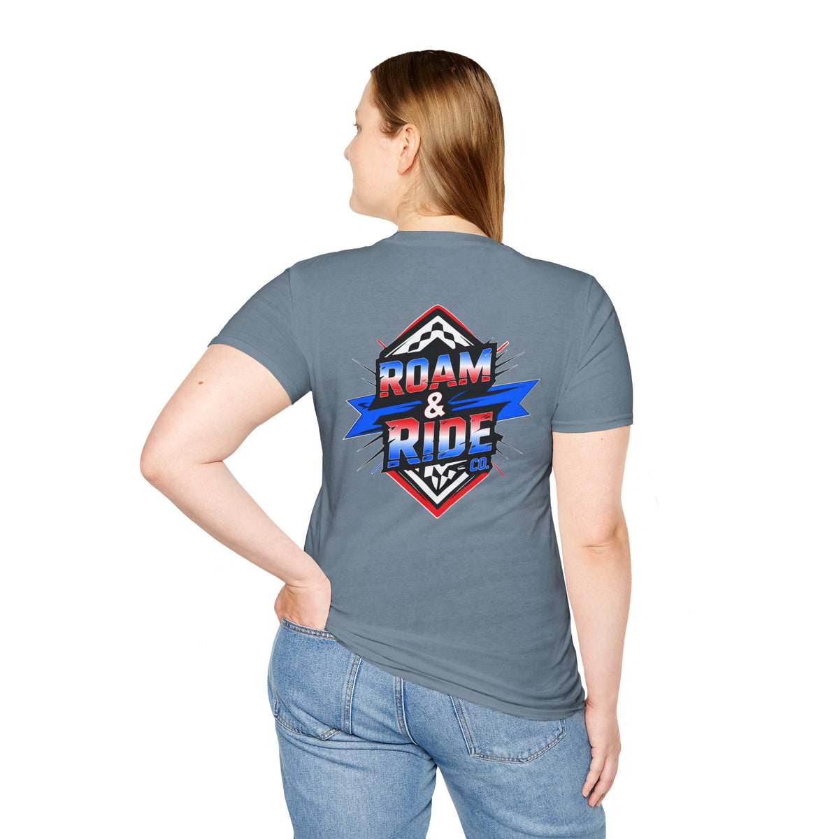 Roam & Ride Co. Red White and Blue Logo - Unisex T-Shirt