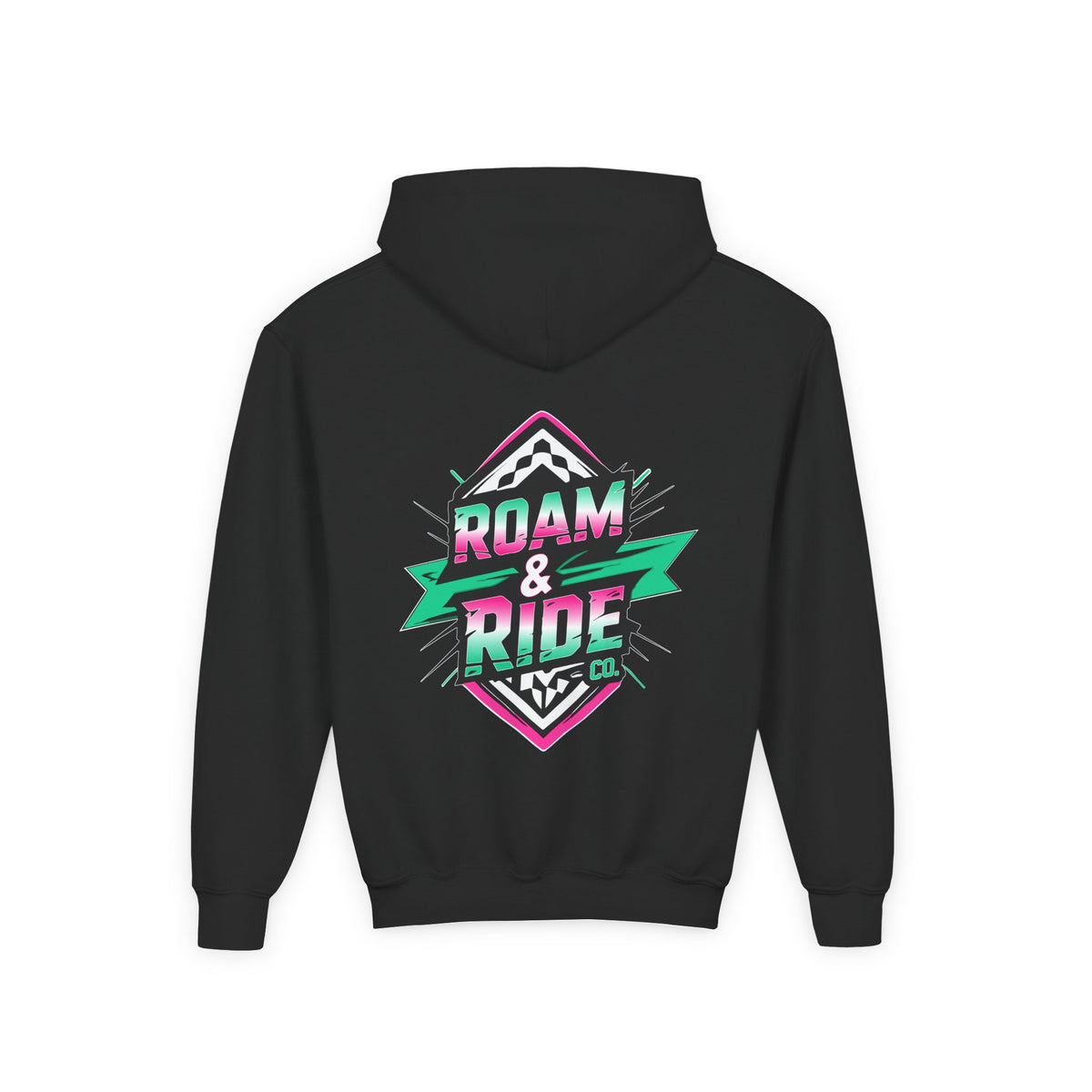 Roam & Ride Co. Teal Pink Logo - Youth Hoodie