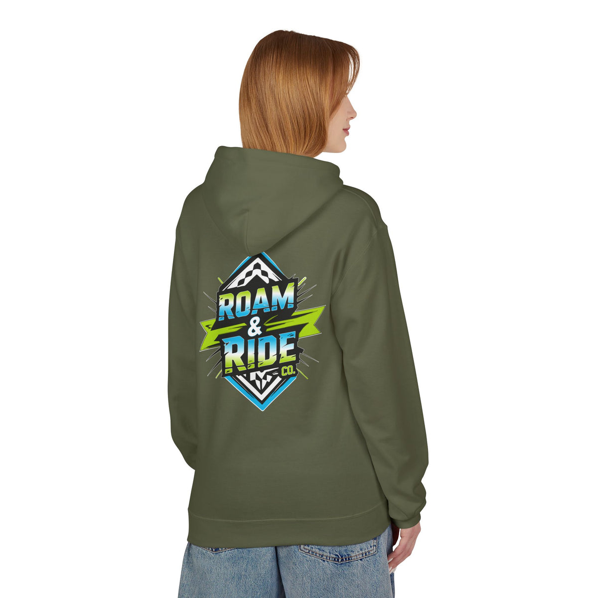 Roam & Ride Co. Blue Green Logo - Unisex Fleece Hoodie