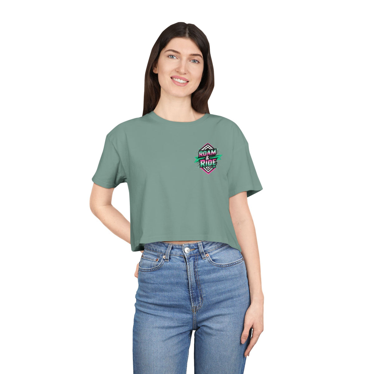 Roam Free, Ride Wild Logo - Women's Crop T-Shirt