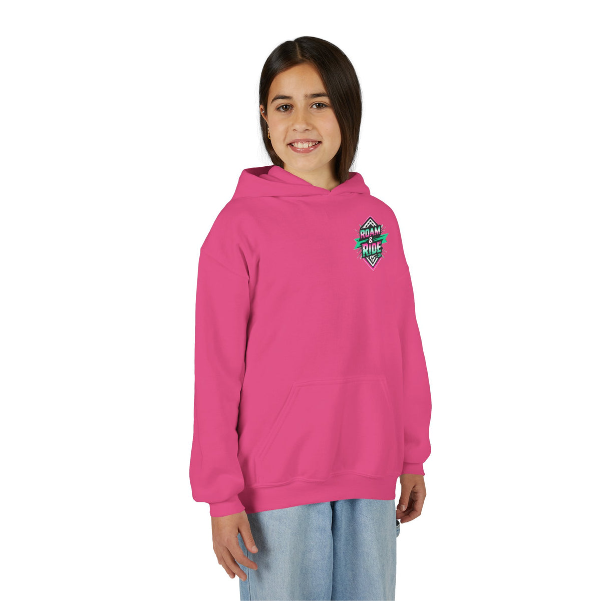 Roam & Ride Co. Teal Pink Logo - Youth Hoodie