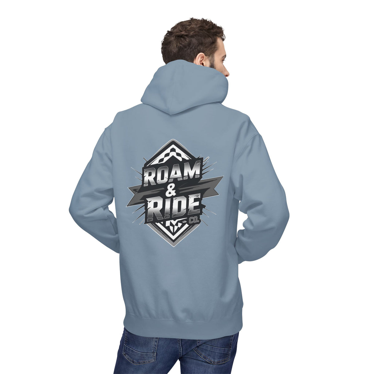 Roam & Ride Co. Grayscale Logo - Unisex Fleece Hoodie