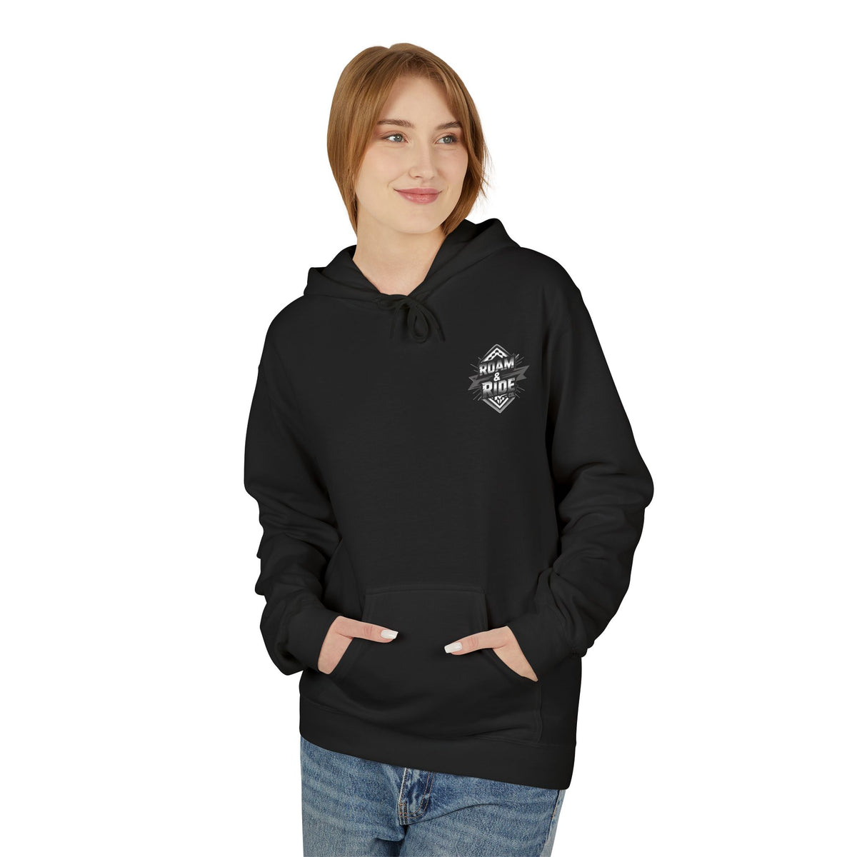 Roam & Ride Co. Grayscale Logo - Unisex Fleece Hoodie