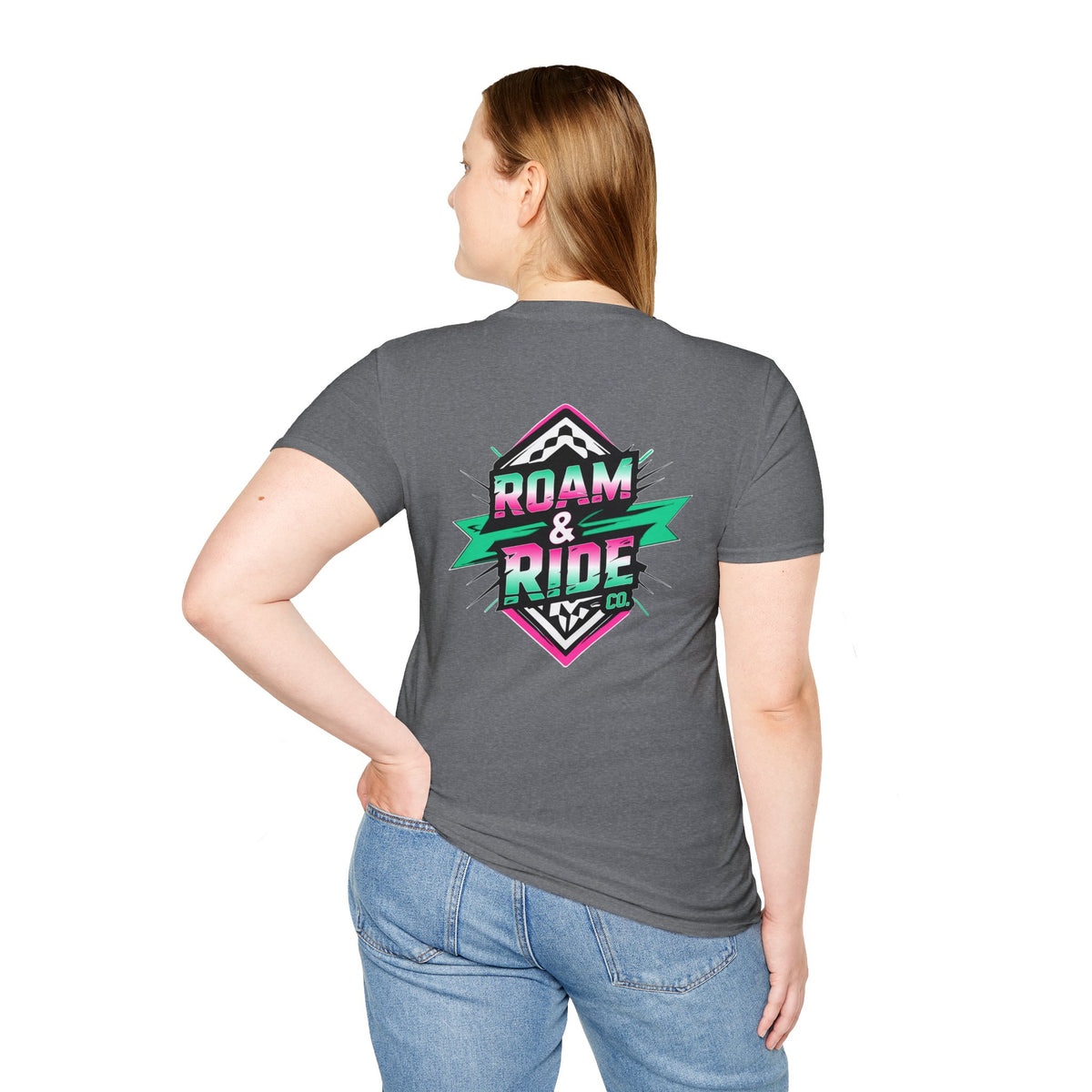 Roam & Ride Co. Teal Pink Logo - Unisex T Shirt