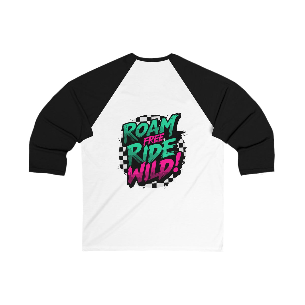 Roam Free, Ride Wild Logo - Unisex 3/4 Sleeve Baseball Tee
