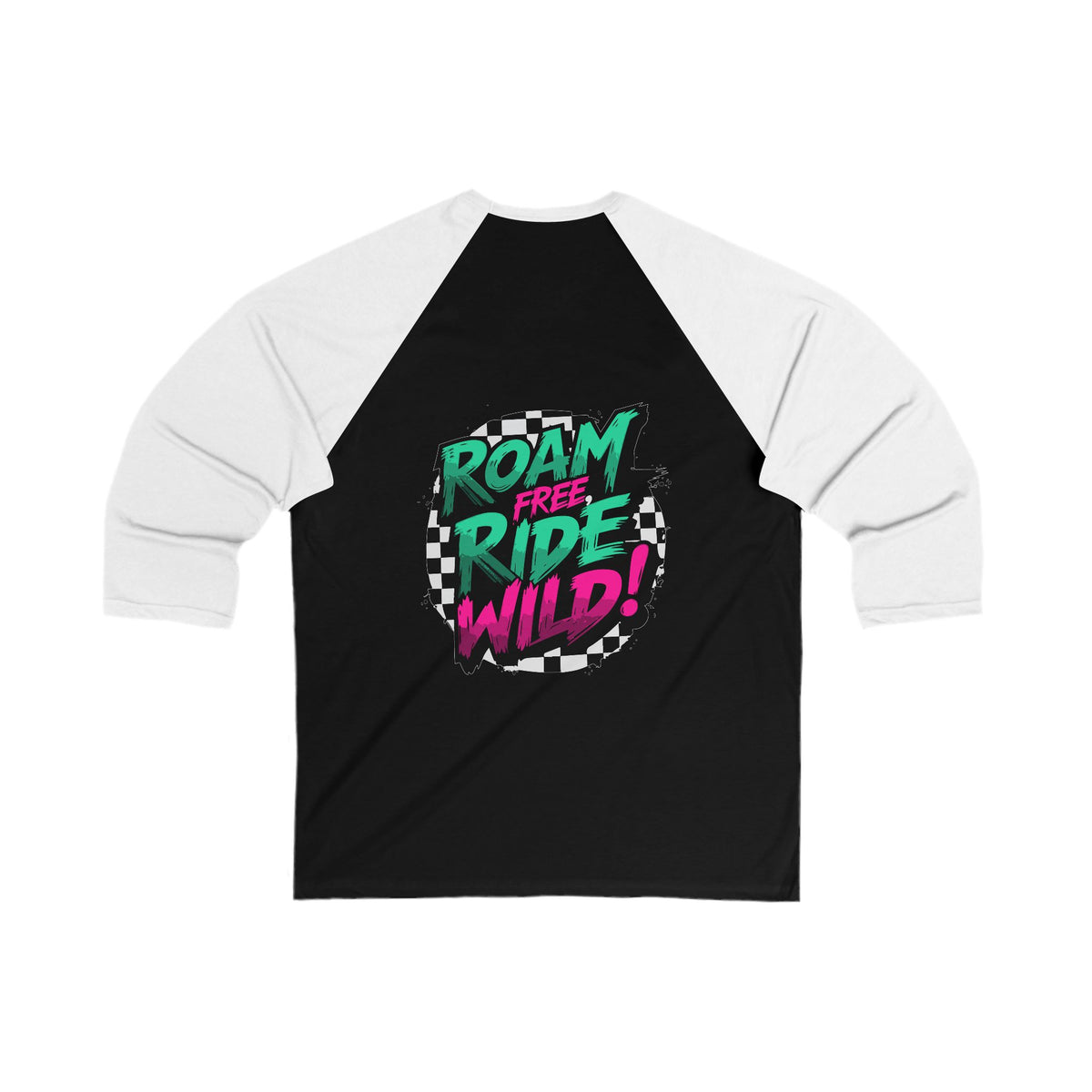 Roam Free, Ride Wild Logo - Unisex 3/4 Sleeve Baseball Tee