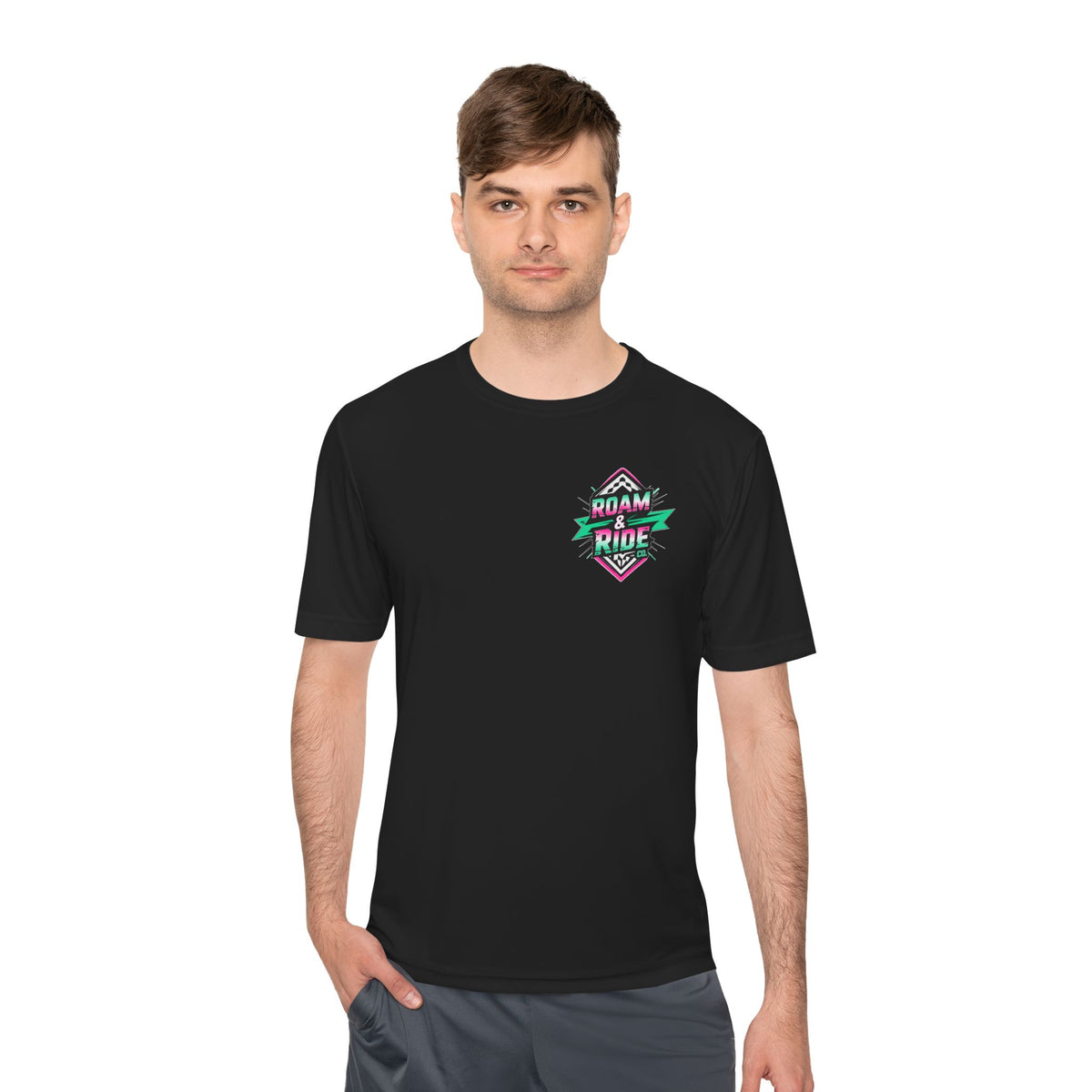 Roam Free, Ride Wild Logo - Unisex Moisture Wicking T-Shirt