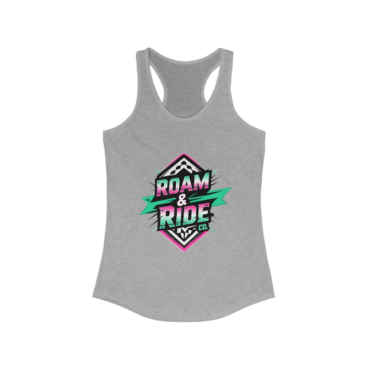 Roam & Ride Co. Teal Pink Logo - Women's Racerback Tank Top