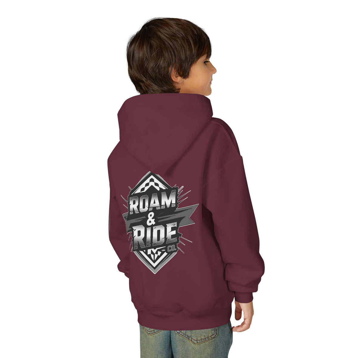 Roam & Ride Co. Grayscale Logo - Youth Hoodie