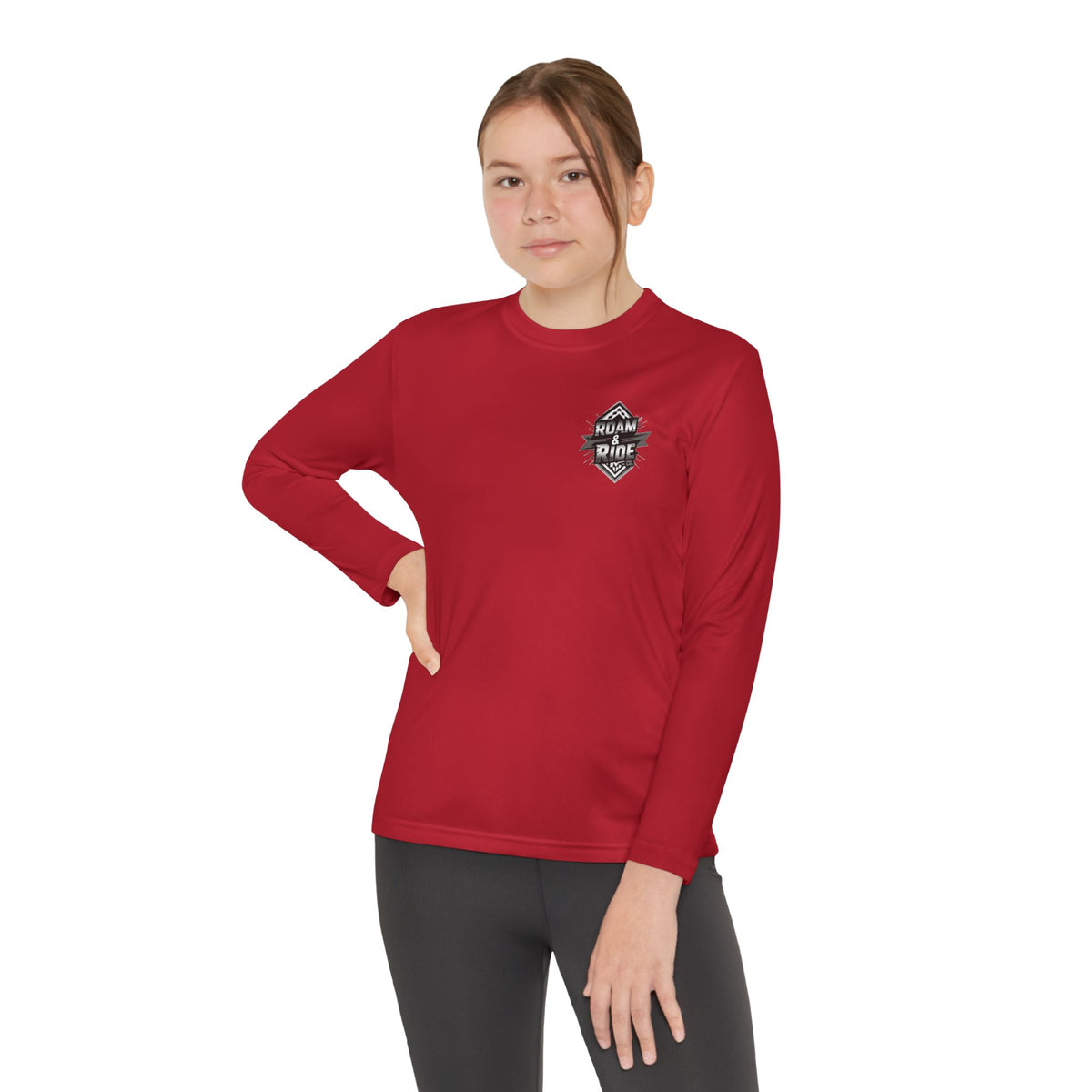 Roam & Ride Co. Grayscale Logo - Youth Long Sleeve T-Shirt