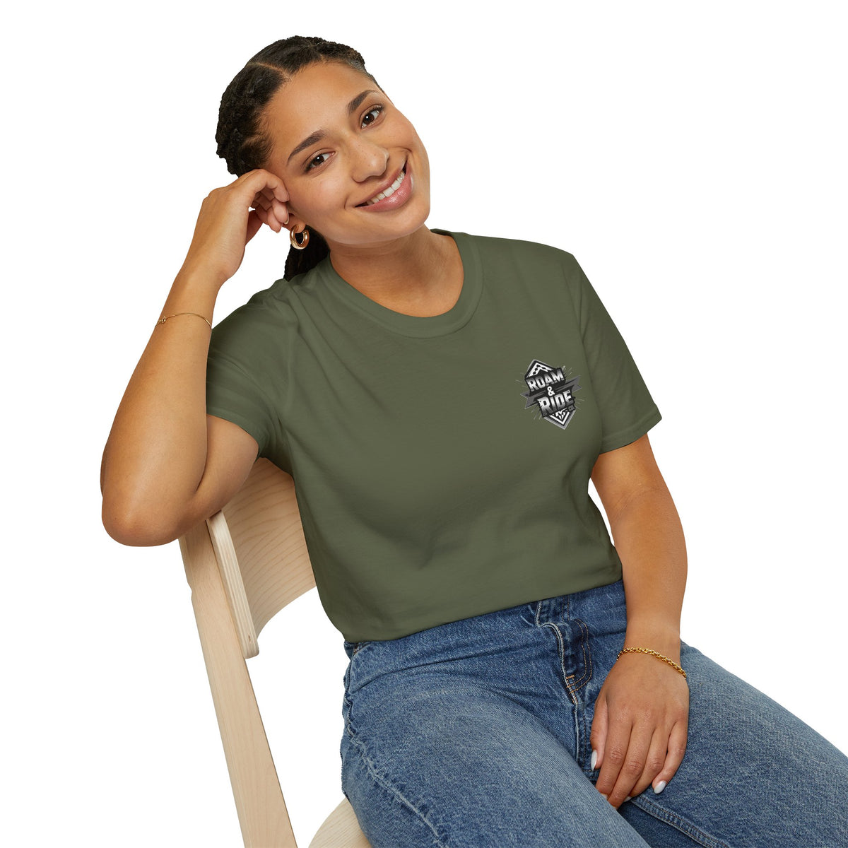Roam & Ride Co. Grayscale Logo - Unisex T-Shirt