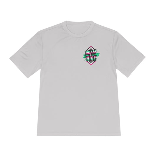 Roam Free, Ride Wild Logo - Unisex Moisture Wicking T-Shirt