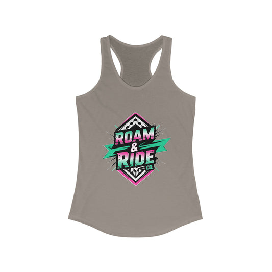 Roam & Ride Co. Teal Pink Logo - Women's Racerback Tank Top