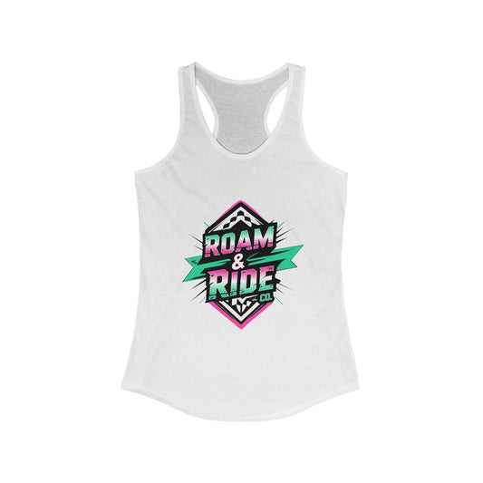 Roam & Ride Co. Teal Pink Logo - Women's Racerback Tank Top