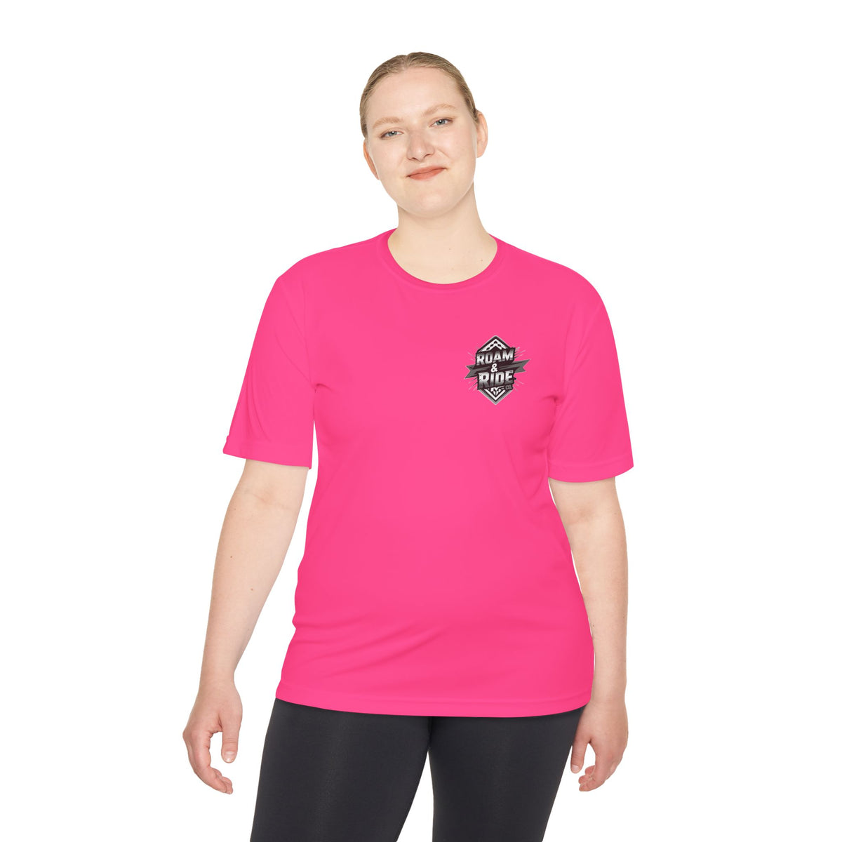 Roam & Ride Co. Grayscale Logo - Unisex Moisture Wicking T-Shirt