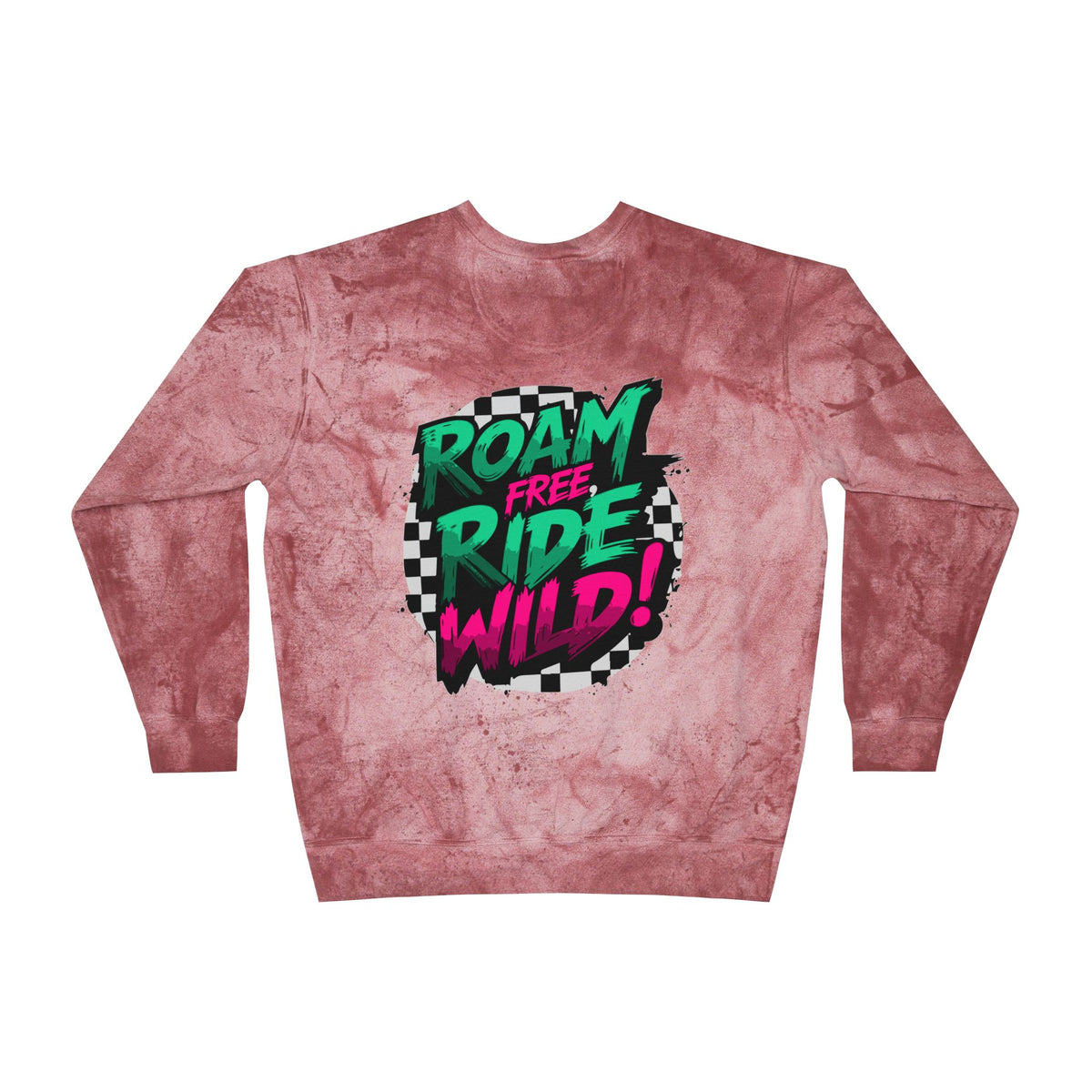 Roam Free, Ride Wild Logo - Unisex Color Blast Crewneck
