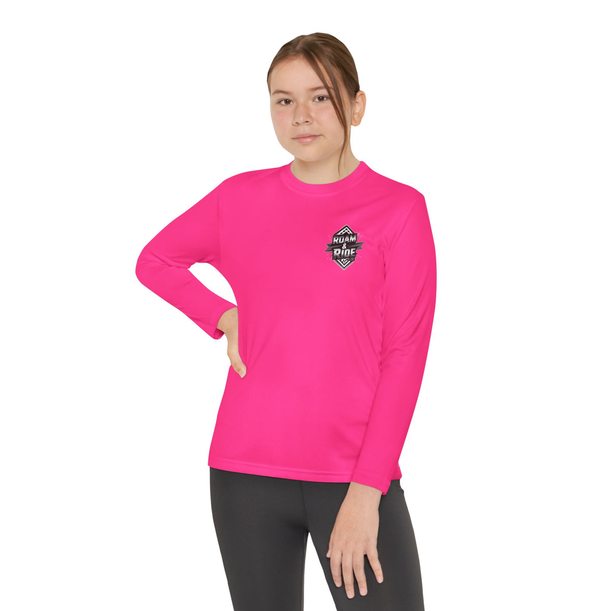 Roam & Ride Co. Grayscale Logo - Youth Long Sleeve T-Shirt