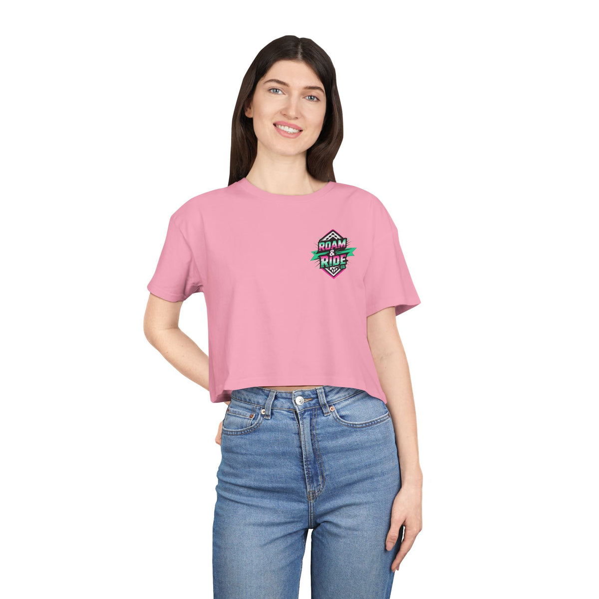 Roam Free, Ride Wild Logo - Women's Crop T-Shirt