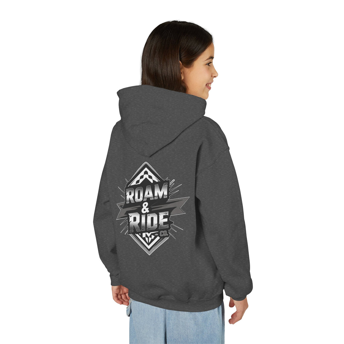 Roam & Ride Co. Grayscale Logo - Youth Hoodie