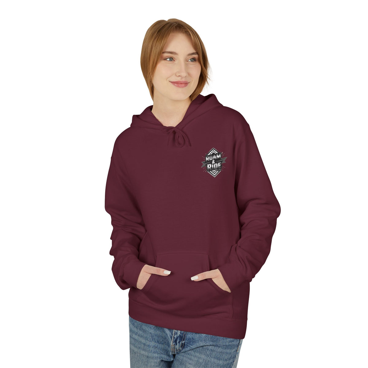 Roam & Ride Co. Grayscale Logo - Unisex Fleece Hoodie