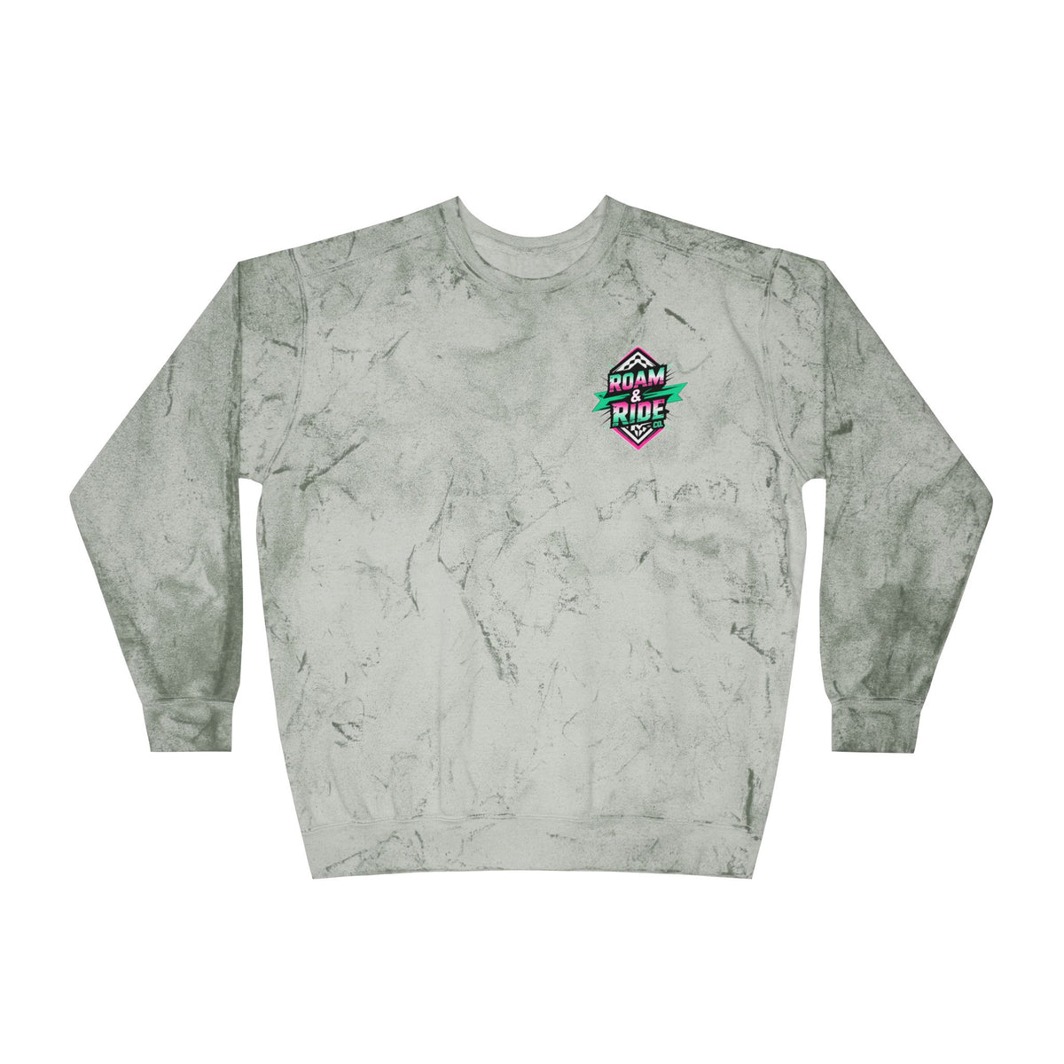 Roam Free, Ride Wild Logo - Unisex Color Blast Crewneck