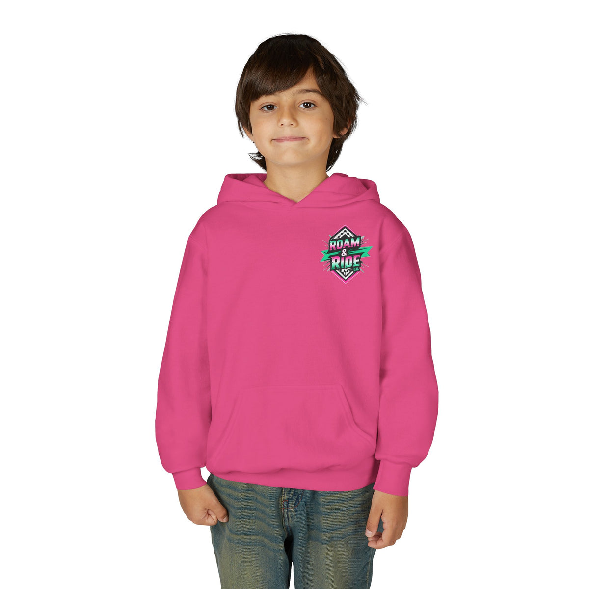 Roam & Ride Co. Teal Pink Logo - Youth Hoodie