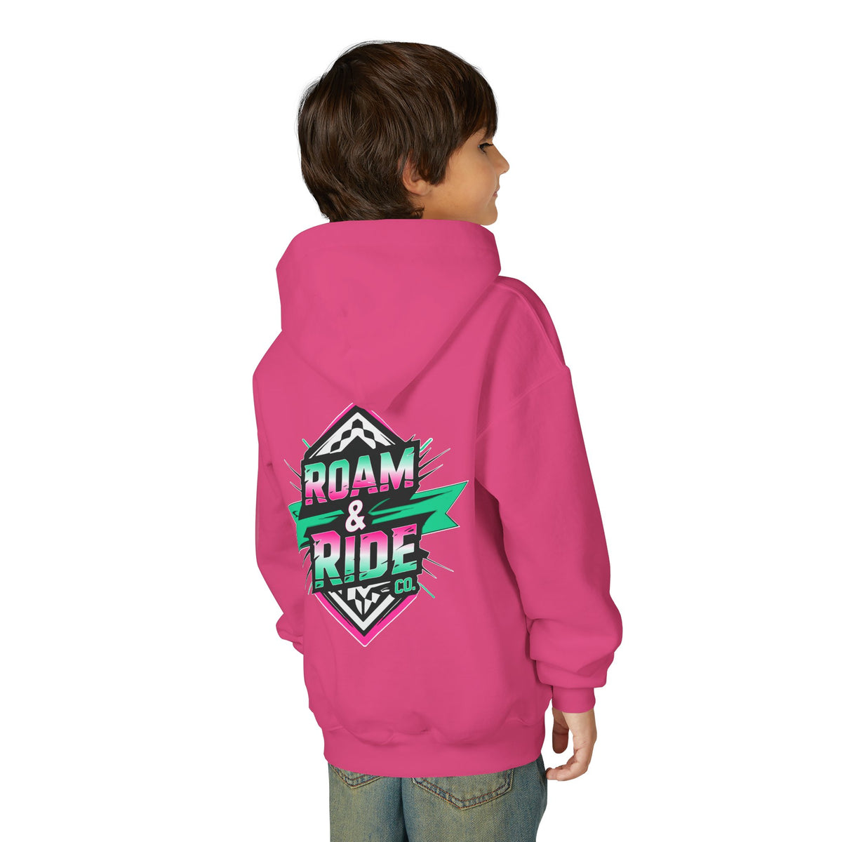 Roam & Ride Co. Teal Pink Logo - Youth Hoodie