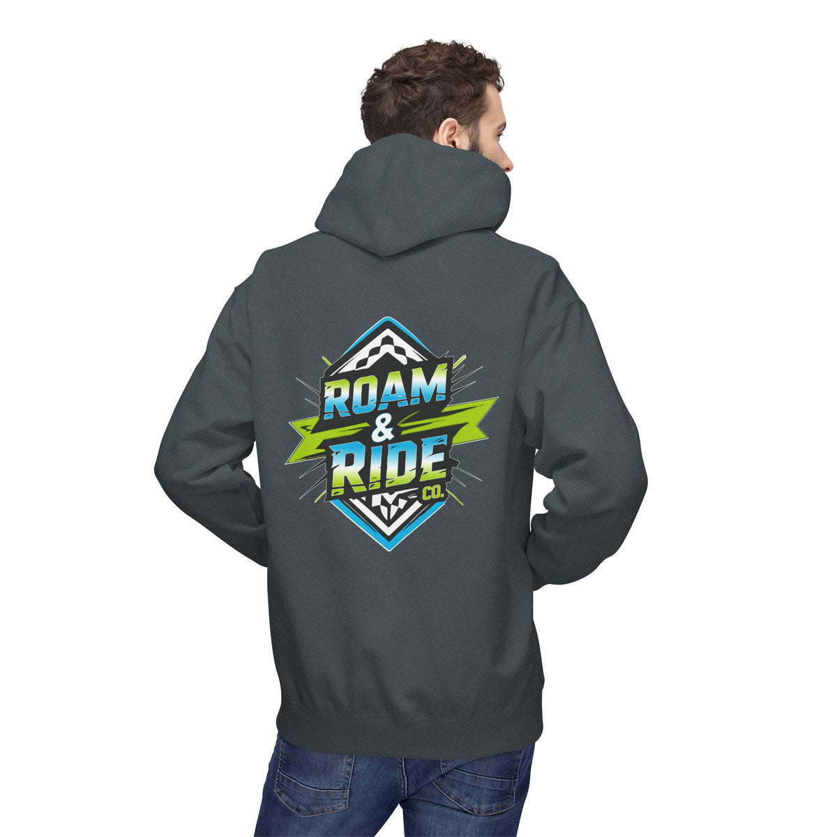 Roam & Ride Co. Blue Green Logo - Unisex Fleece Hoodie