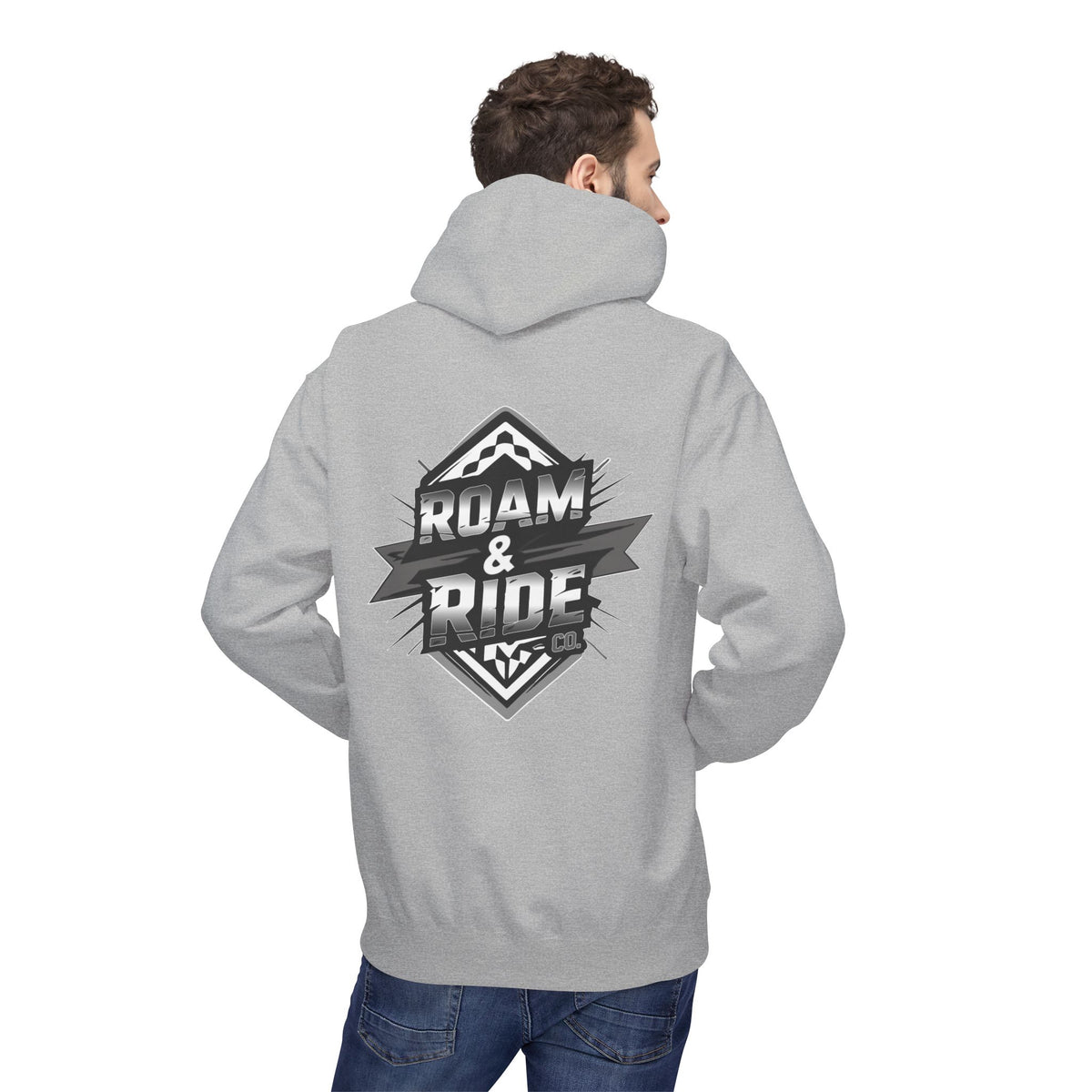 Roam & Ride Co. Grayscale Logo - Unisex Fleece Hoodie